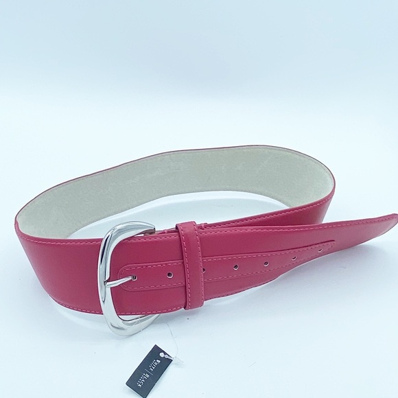 White House Black Market Accessories - NWT WHBM Wide Leather Red and Silver Belt, Size XS